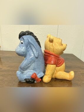 Vintage NWOB Disney Winnie the Pooh and Eeyore Ceramic Salt And Pepper Shakers